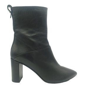 Aquatalia Heeled Boot Black Leather Pointed Toe Womens 8.5